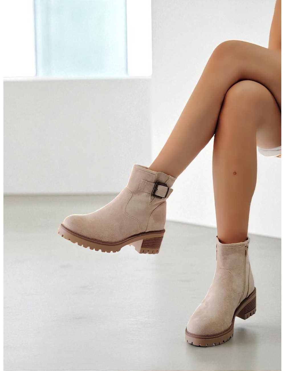 Botas de Ante con hebilla y cremallera Gubbio Khaki