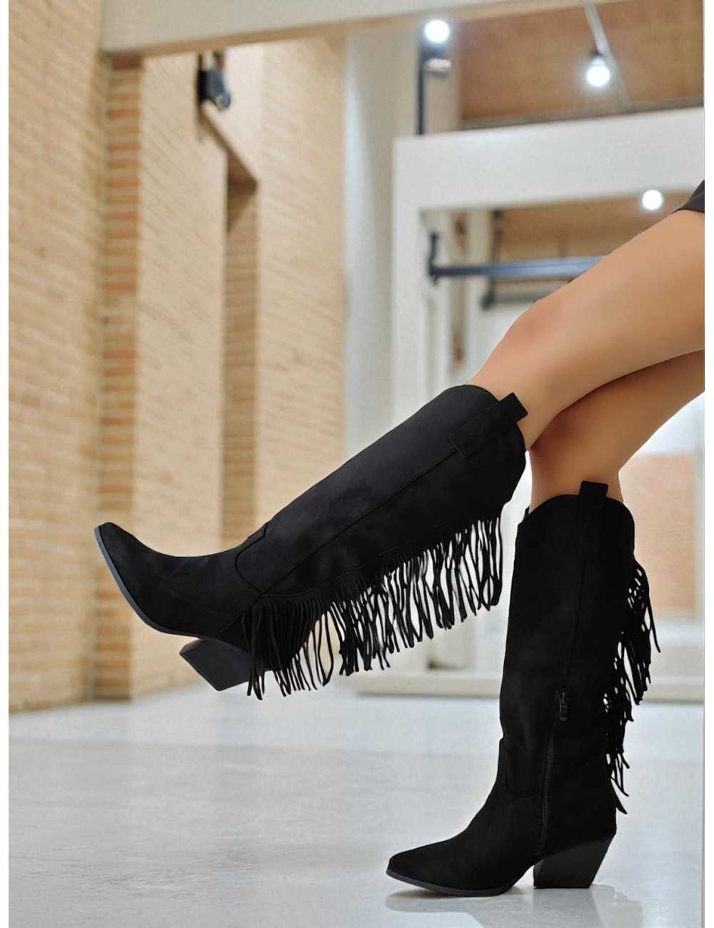 Botas Cowboy con Flecos Verona Noir