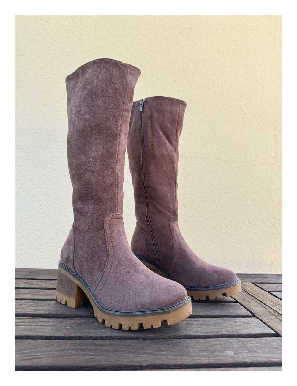 Bota de Ante con cremallera Noale Brown