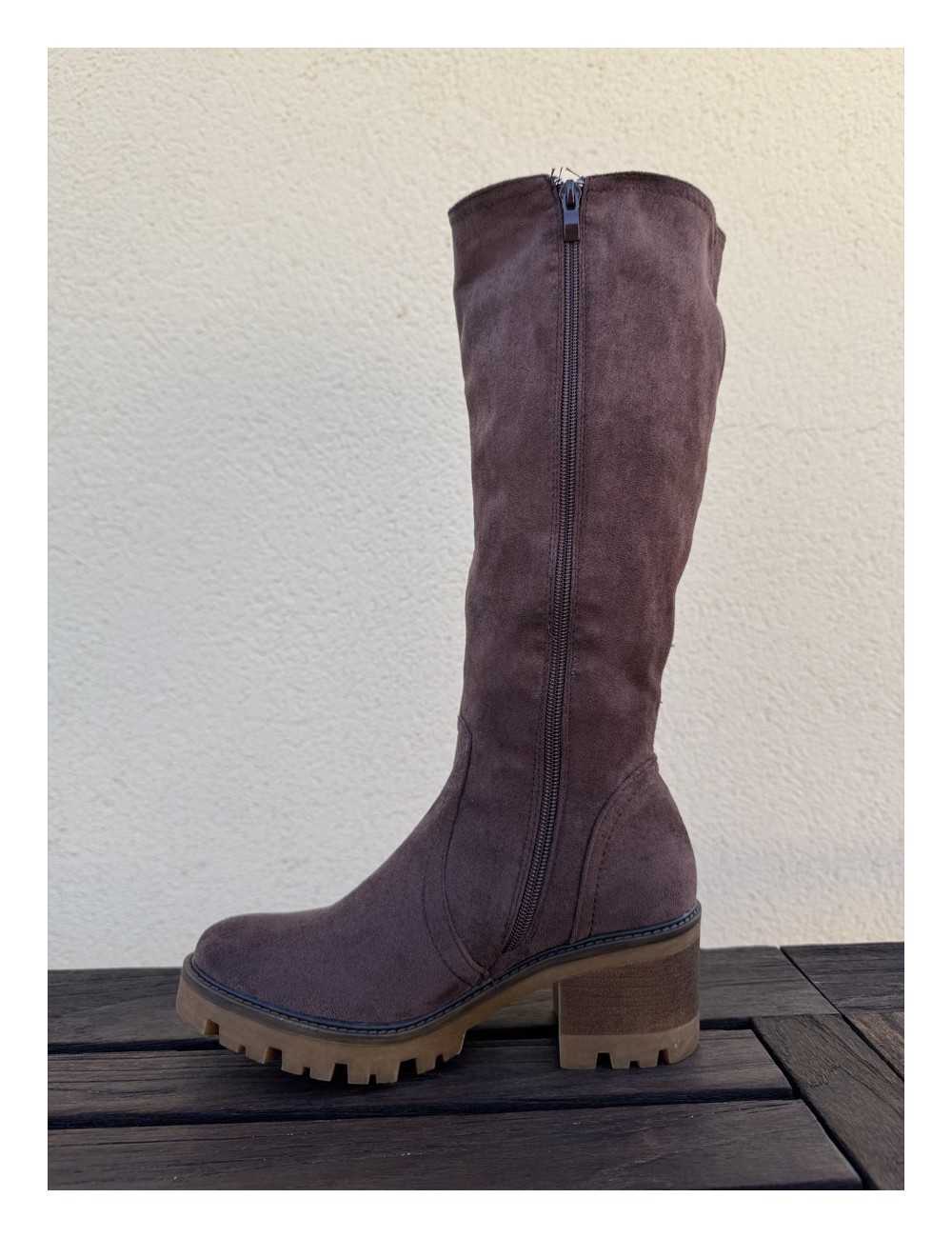 Bota de Ante con cremallera Noale Brown