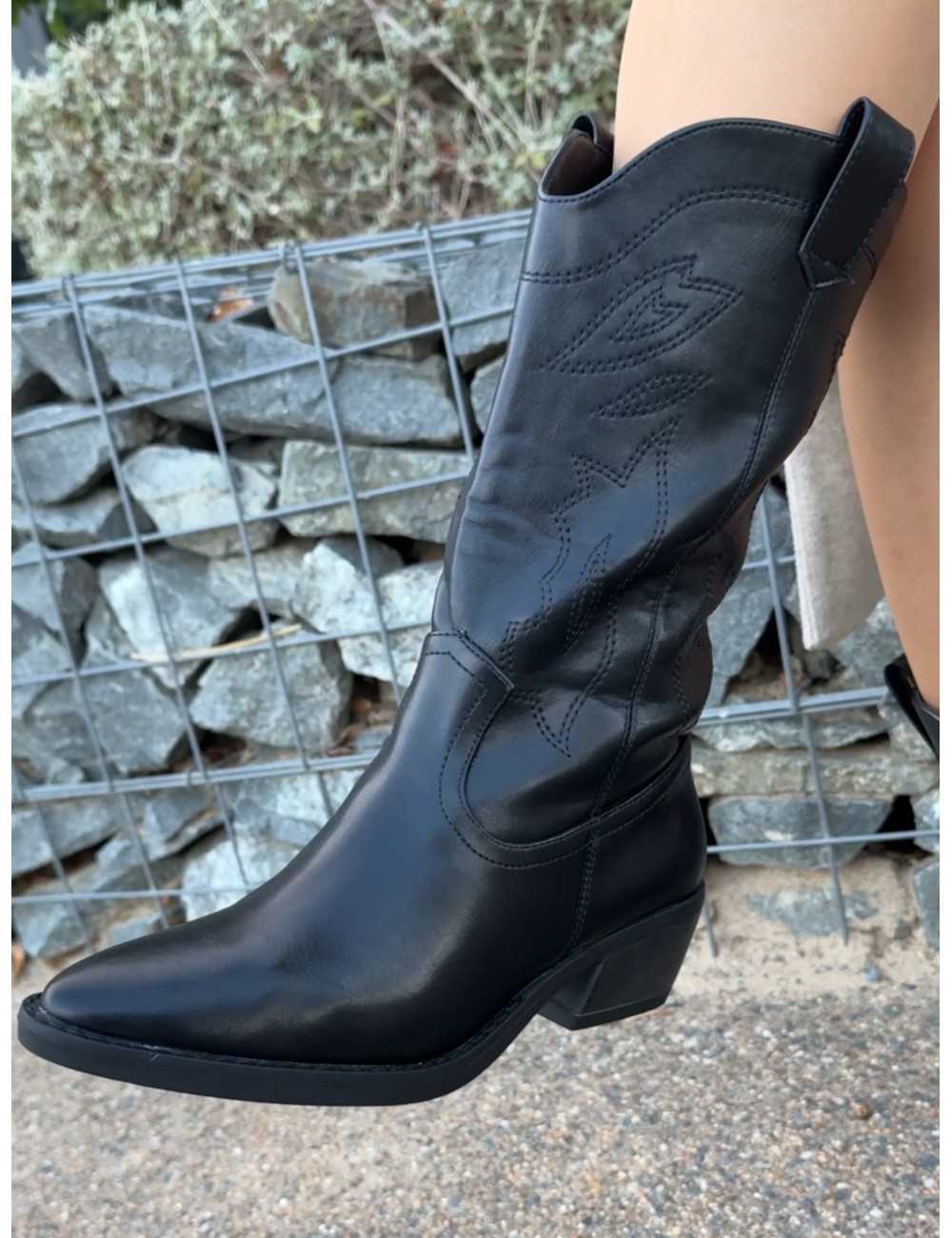 Botas Cowboy con Cremallera Piave Noir