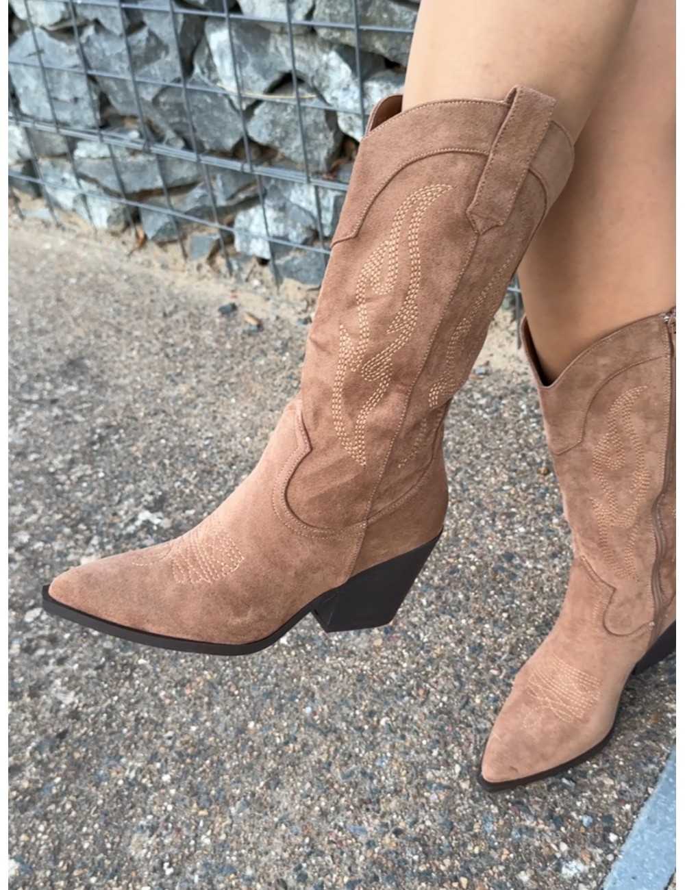 Bota Cowboy con tacón cubano Porto Camel