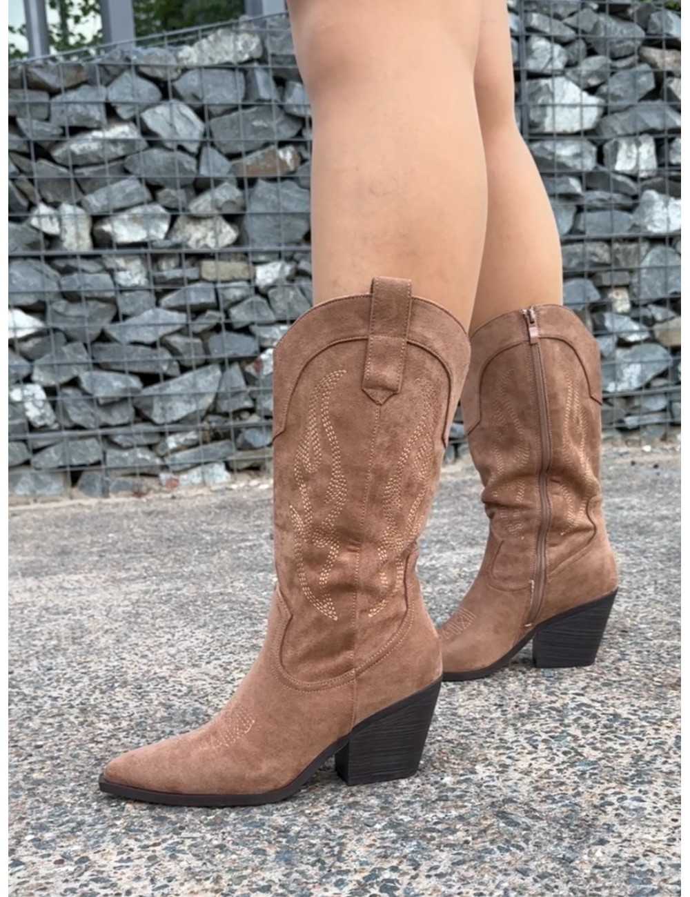 Bota Cowboy con tacón cubano Porto Camel