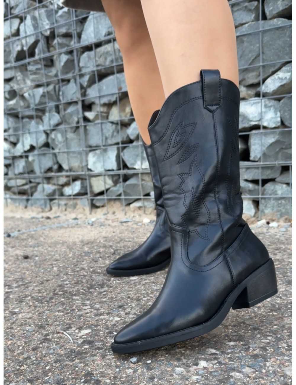 Botas Cowboy con Cremallera Piave Noir