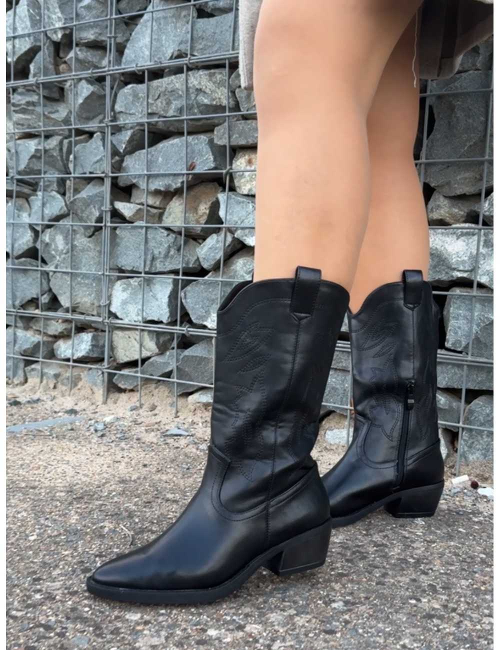 Botas Cowboy con Cremallera Piave Noir
