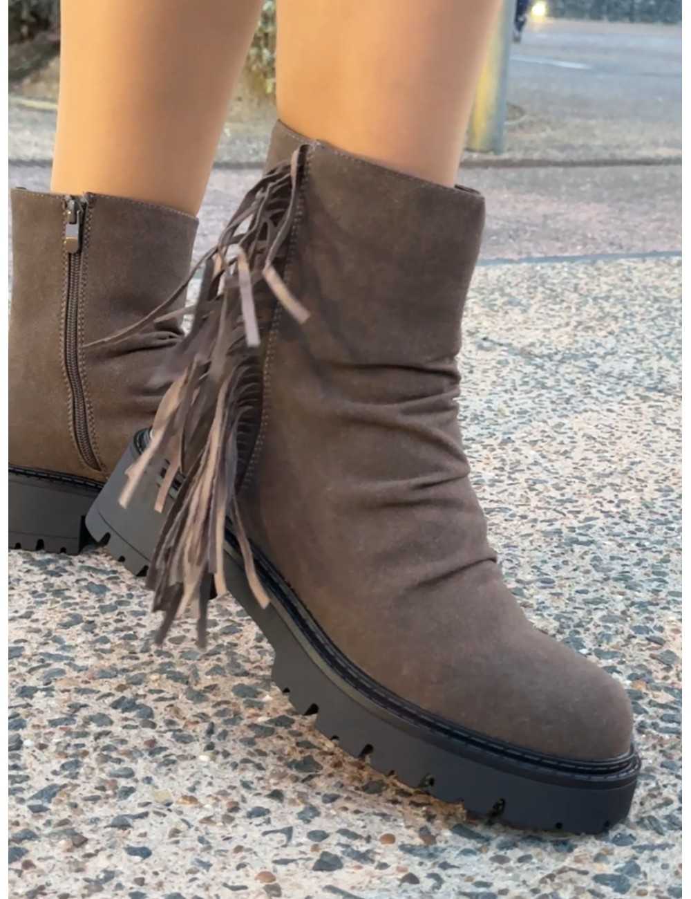 Botas con flecos Lecce Khaki