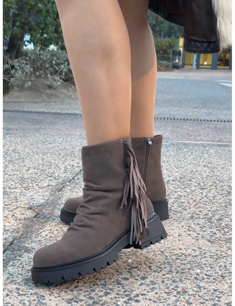 Botas con flecos Lecce Khaki