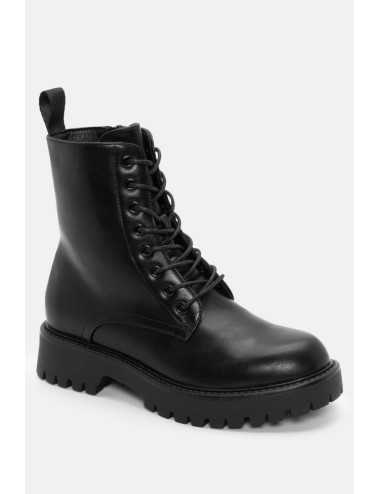 Botas bikers con cordones y cremallera Gavi Noir