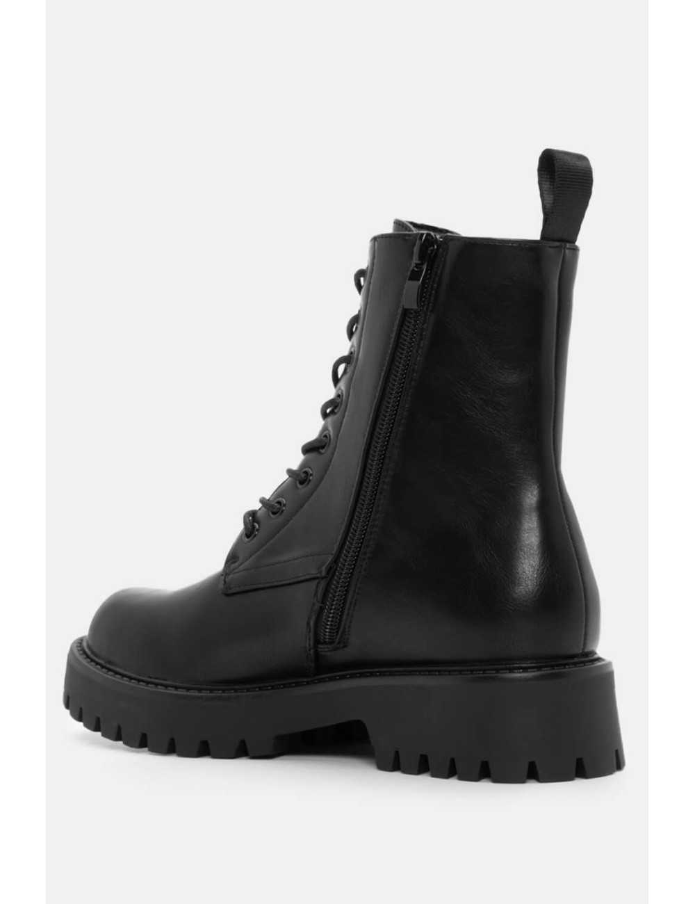 Botas bikers con cordones y cremallera Gavi Noir