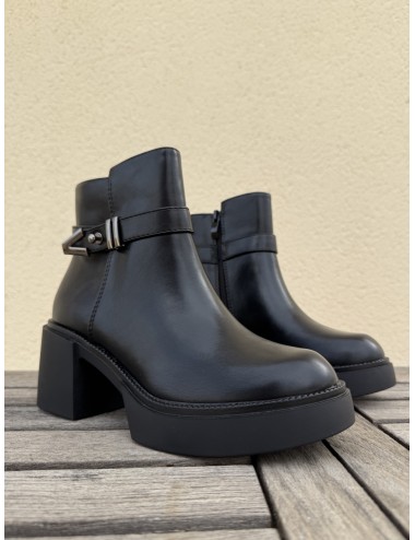 Botas con tacon grueso y cremallera Treviso Noir
