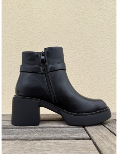 Botas con tacon grueso y cremallera Treviso Noir