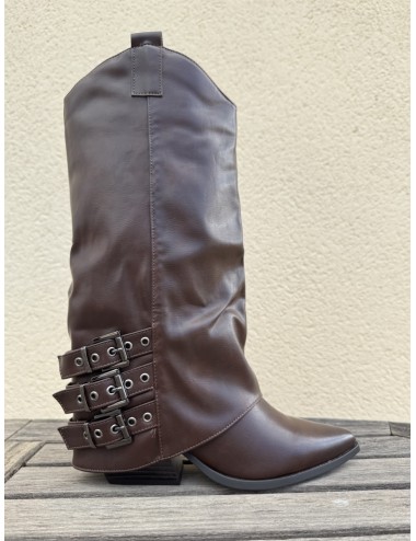 Botas Cowboy con hebillas Veveri Brown