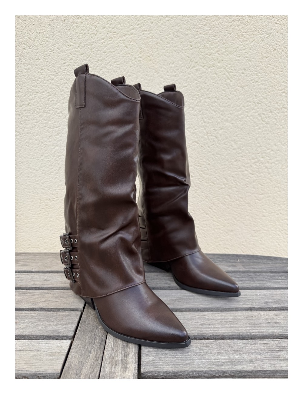 Botas Cowboy con hebillas Veveri Brown