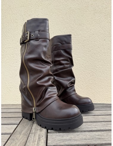 Bota con plataforma y punta redonda Mantua Brown