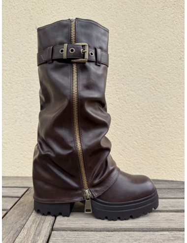 Bota con plataforma y punta redonda Mantua Brown