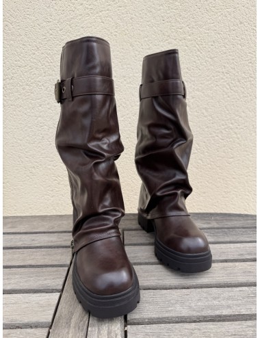 Bota con plataforma y punta redonda Mantua Brown