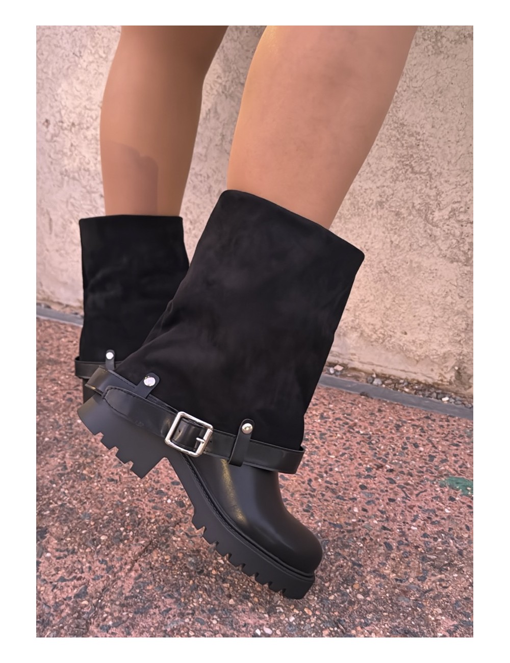 Botas con hebilla y cremallera Parola Noir