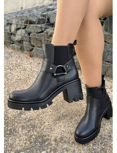 Botín con tacón y cremallera Calabria Noir