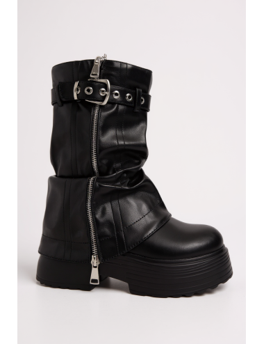 Botas Bikers con cierre y hebilla Lazio Noir