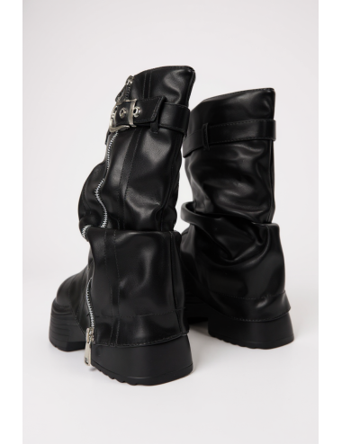 Botas Bikers con cierre y hebilla Lazio Noir