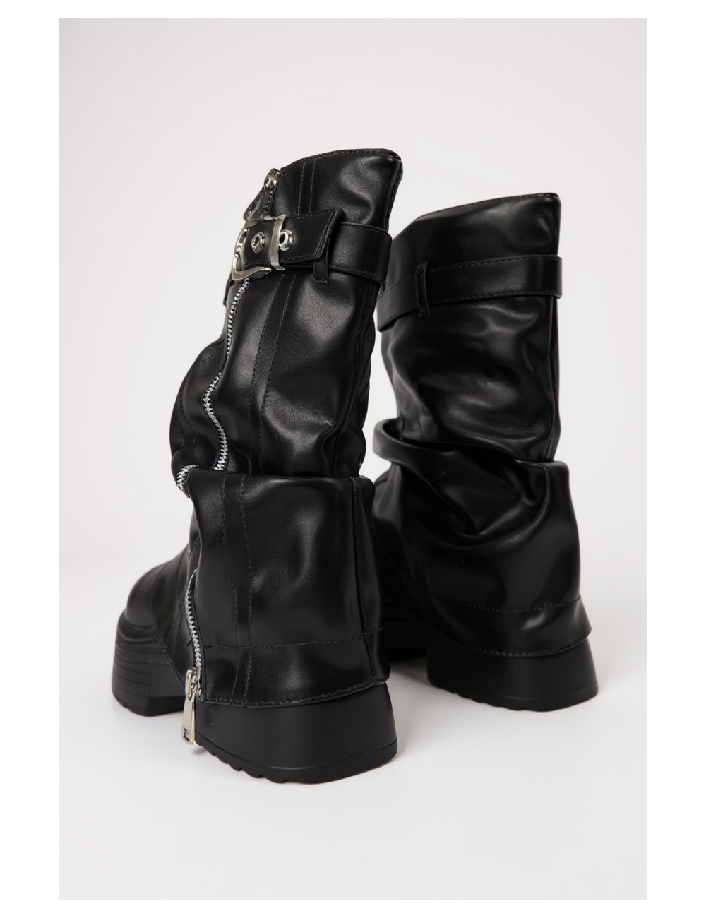 Botas Bikers con cierre y hebilla Lazio Noir