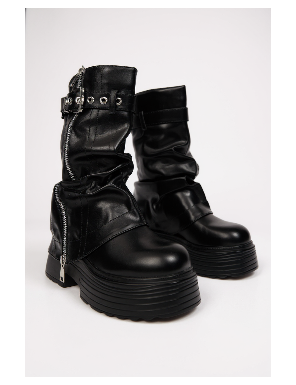 Botas Bikers con cierre y hebilla Lazio Noir