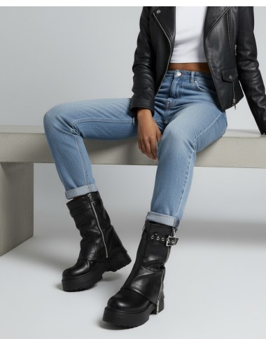 Botas Bikers con cierre y hebilla Lazio Noir