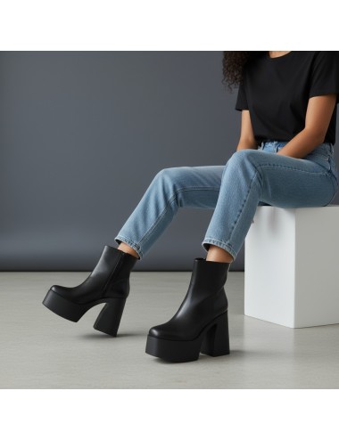 Botines con tacon grueso y plataforma Fiuggi Noir