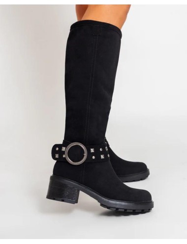 Botas alta con detalle plateado Torino Noir