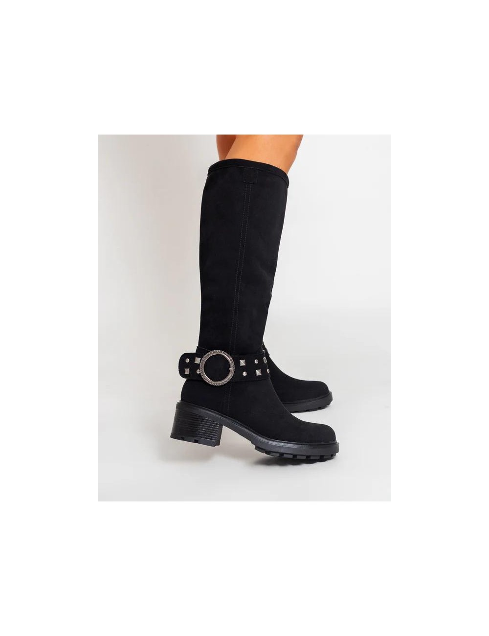 Botas alta con detalle plateado Torino Noir