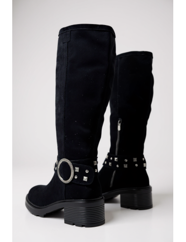 Botas alta con detalle plateado Torino Noir