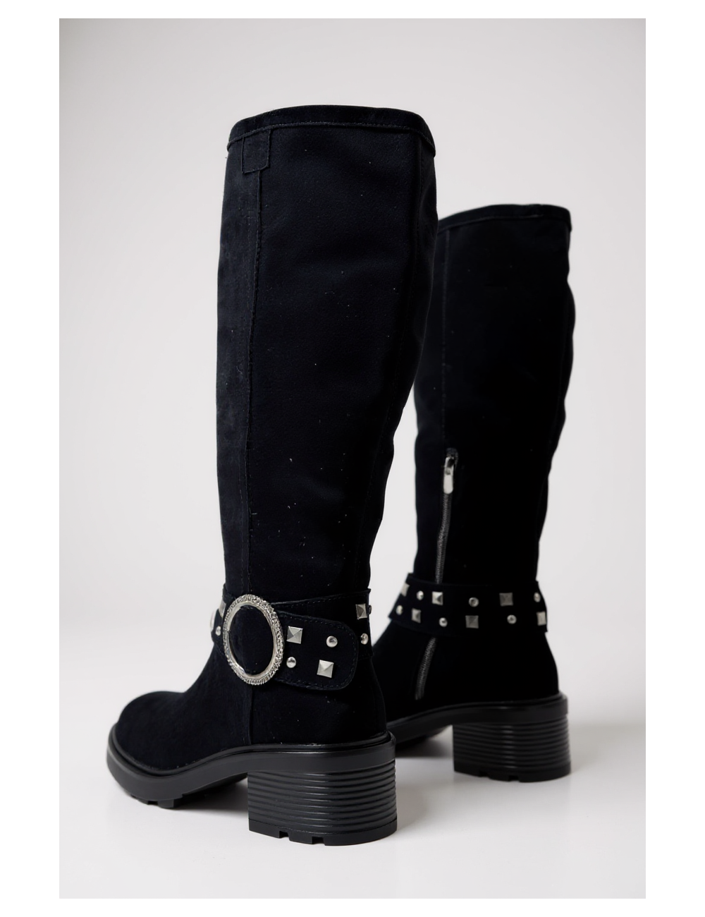 Botas alta con detalle plateado Torino Noir