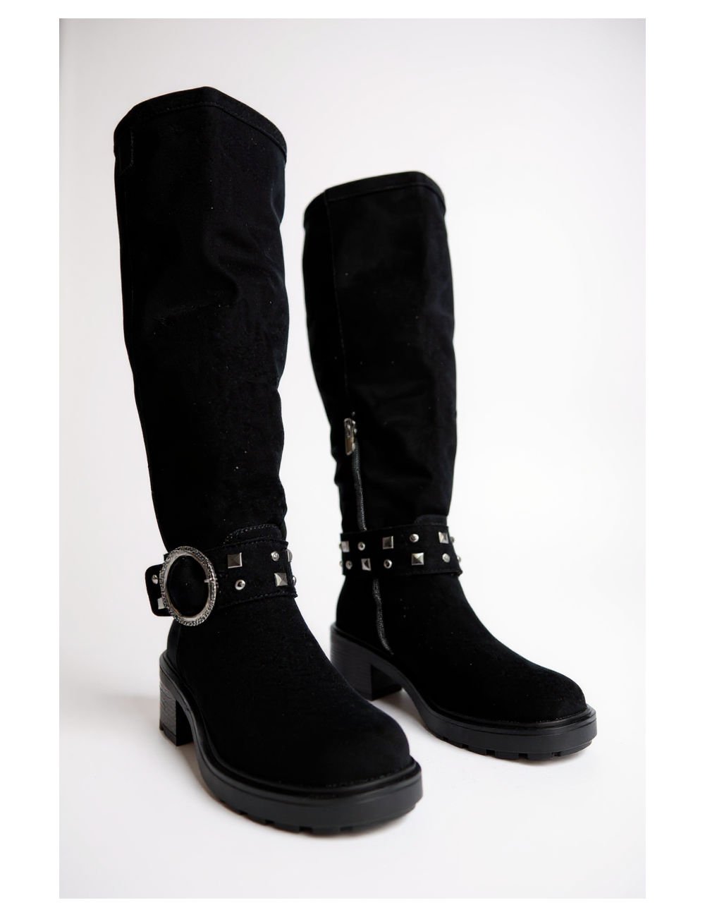 Botas alta con detalle plateado Torino Noir