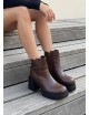 Botas con tacon grueso y cremallera Treviso Brown