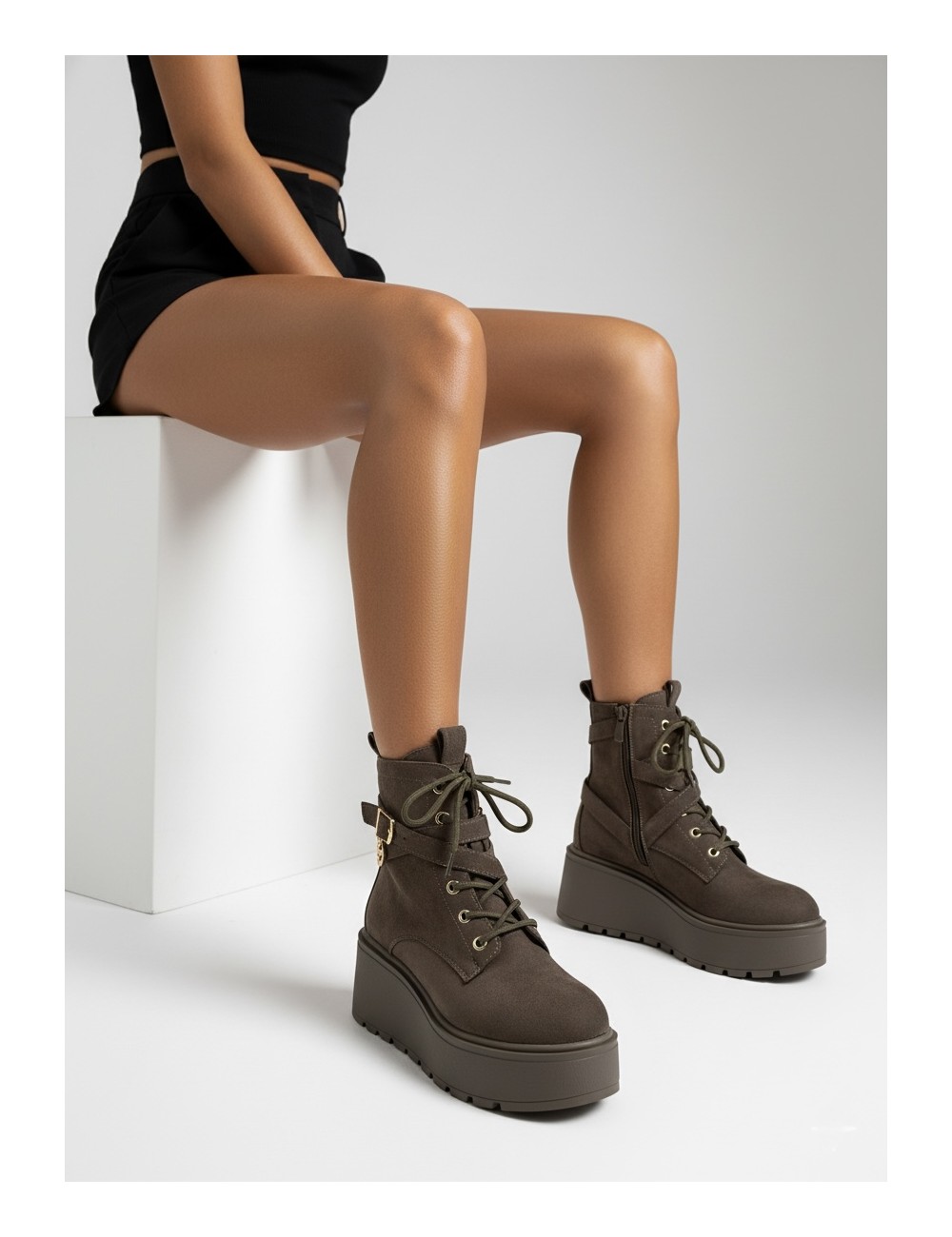 Botas con Plataforma y Cremallera Angri Green