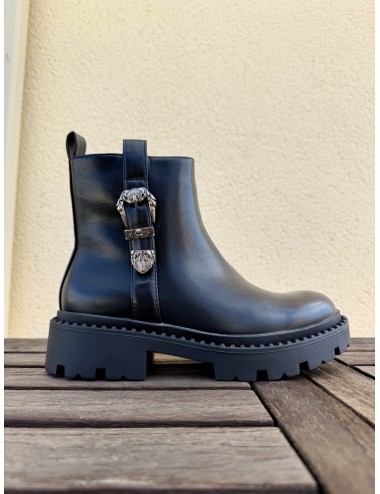 Botas moteras con hebilla y cremallera Molise Noir