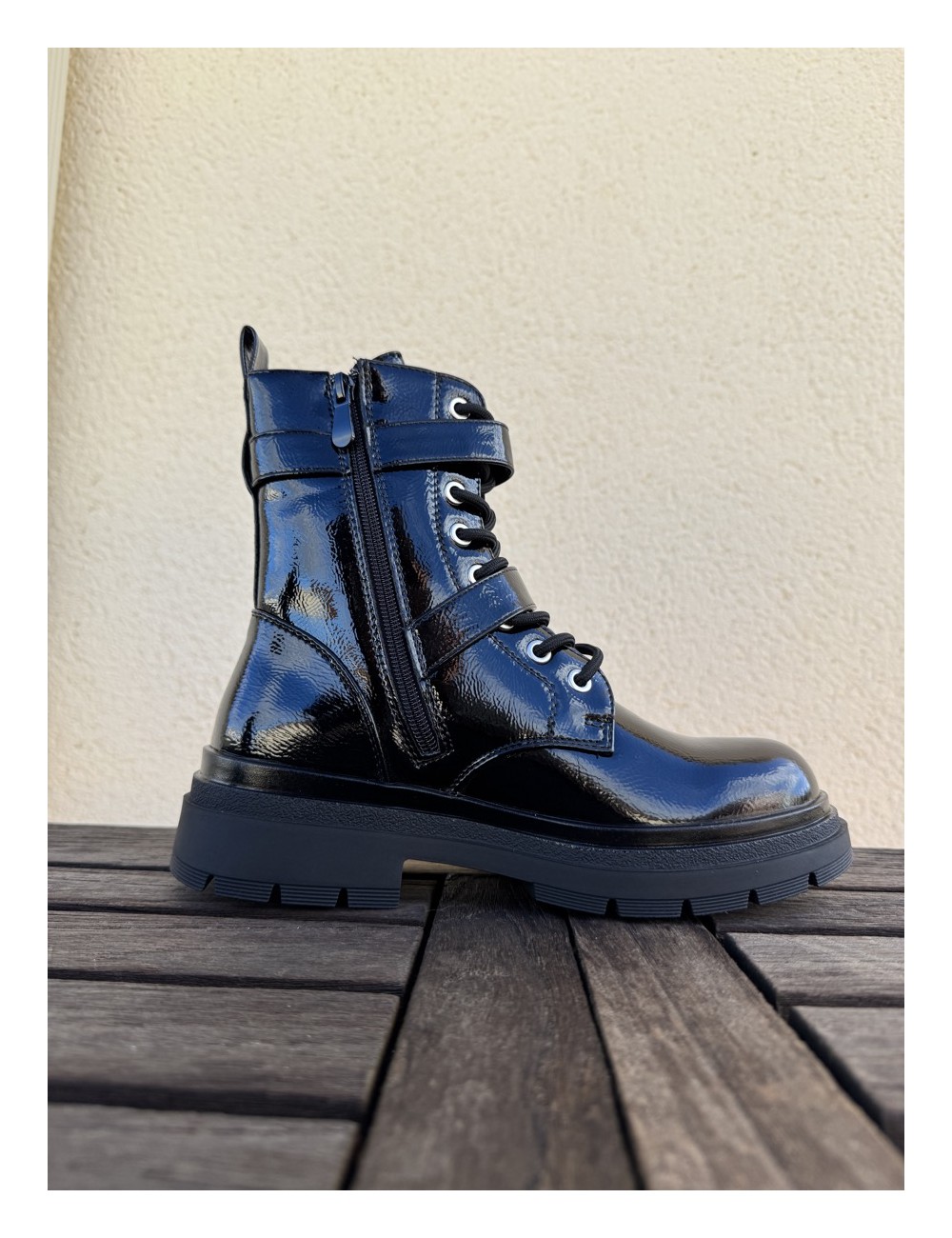Botas de charol con doble Hebilla Tenno Noir