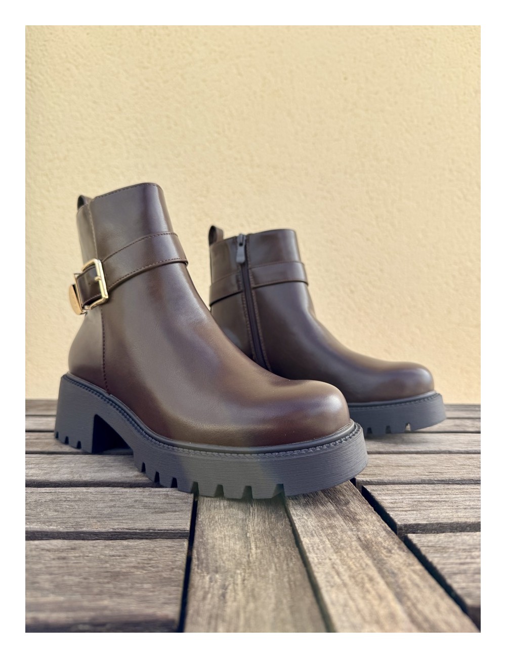 Botines con hebilla y cremallera Picerno Brown