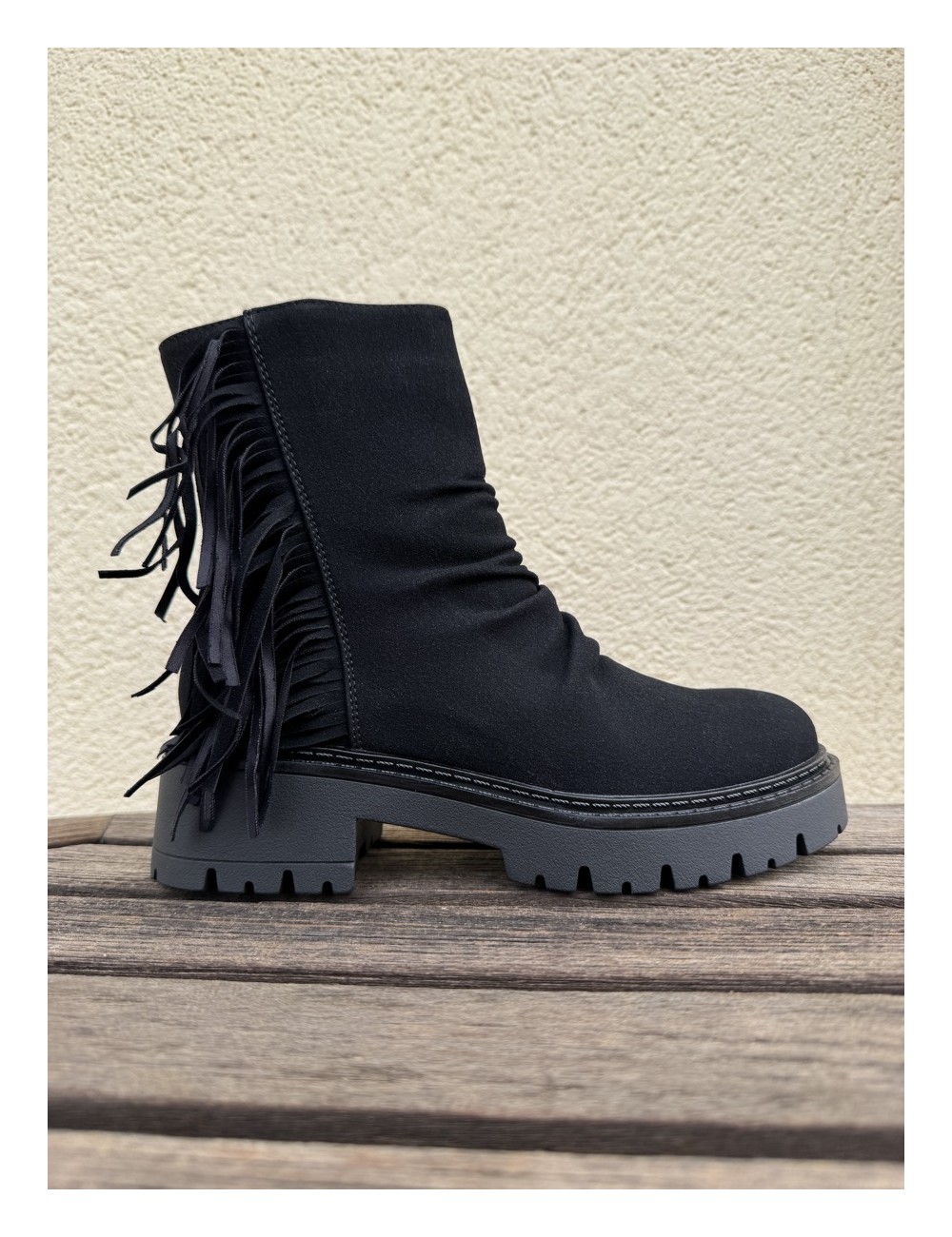 Botas con flecos Lecce Noir