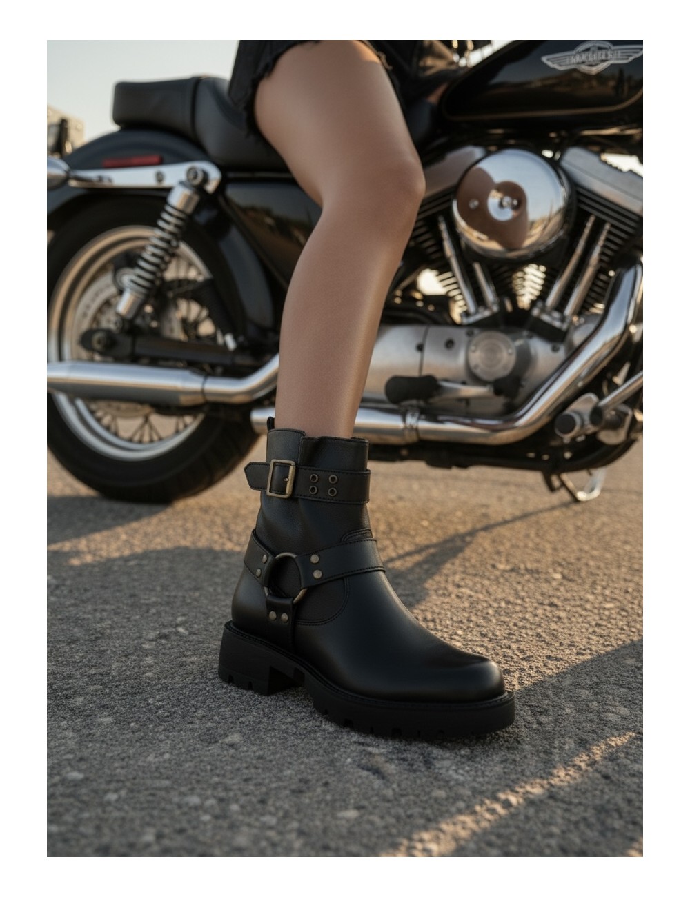 Botas con hebillas y tachuelas Luzza Noir