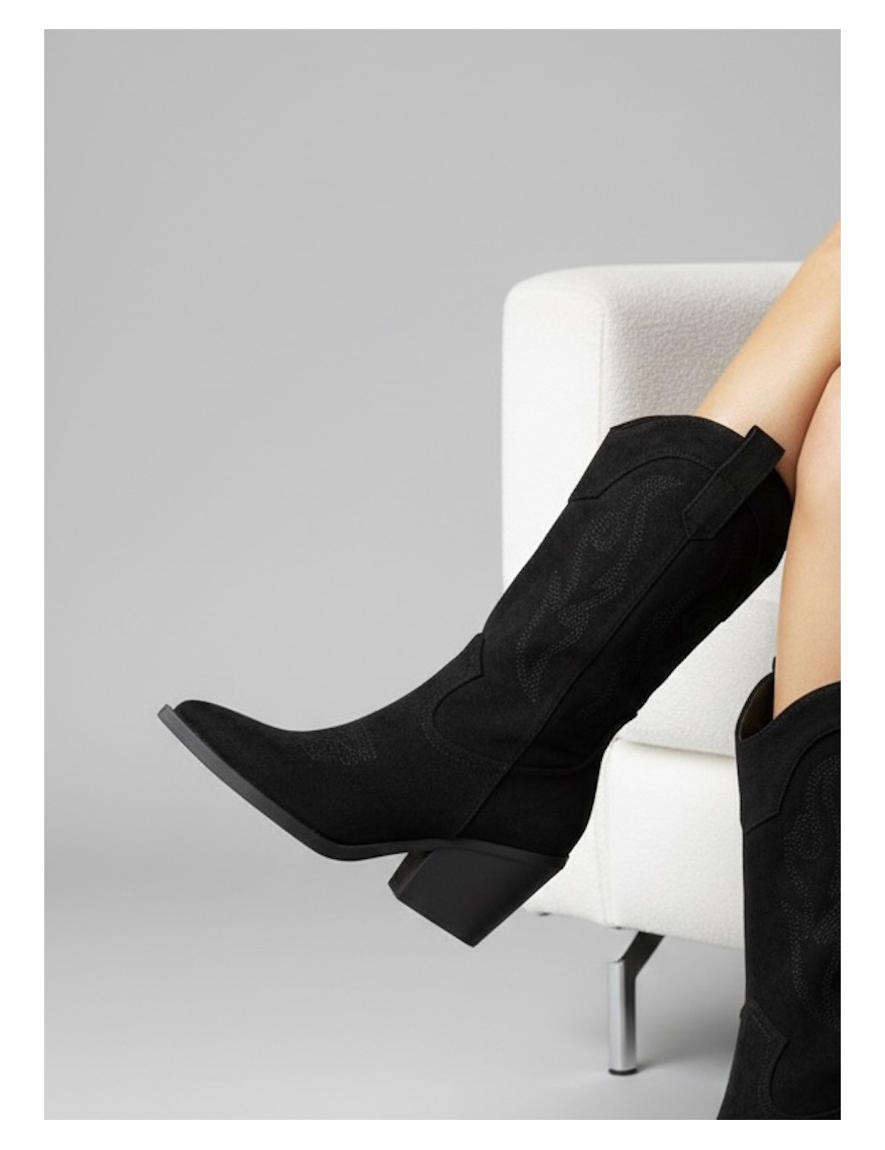 Bota Cowboy con tacón cubano Porto Noir