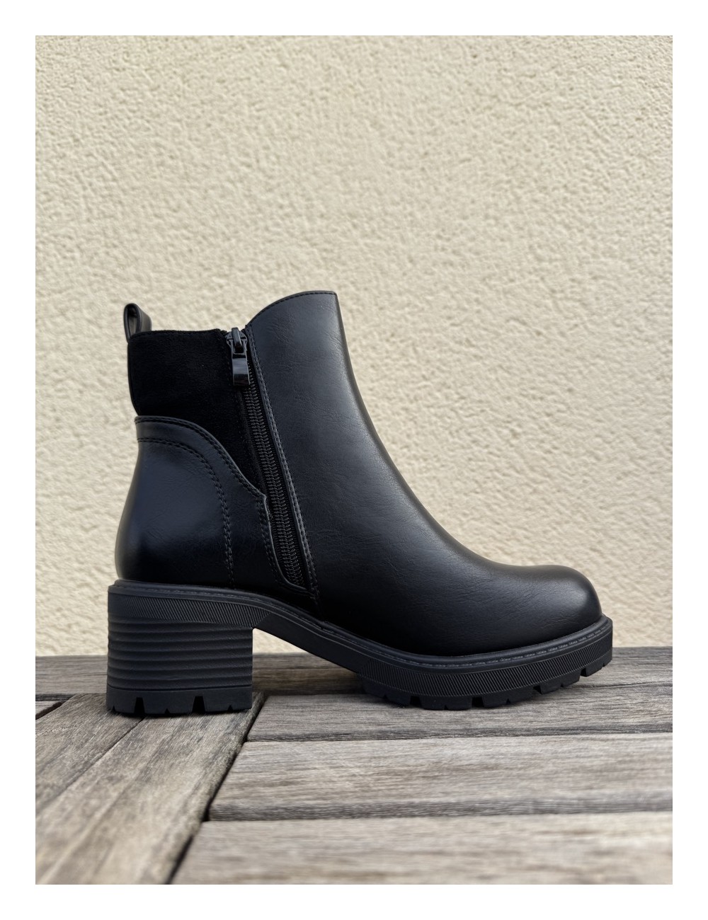 Botines con tacón grueso Marsala Noir