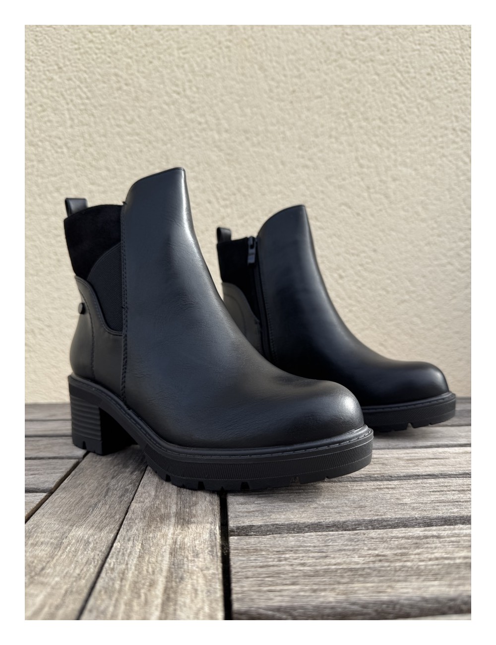 Botines con tacón grueso Marsala Noir