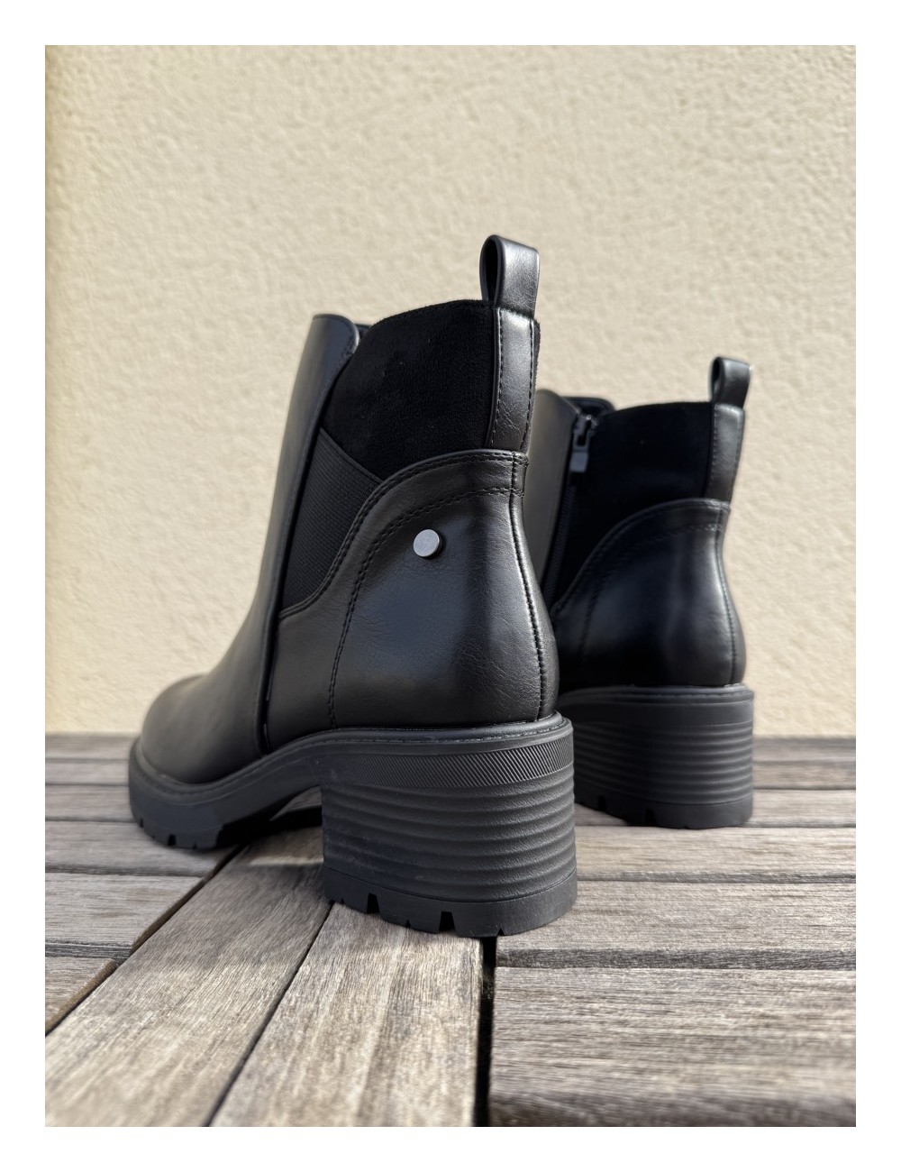 Botines con tacón grueso Marsala Noir