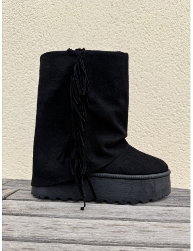 Botas con flecos y plataforma Crotona Noir