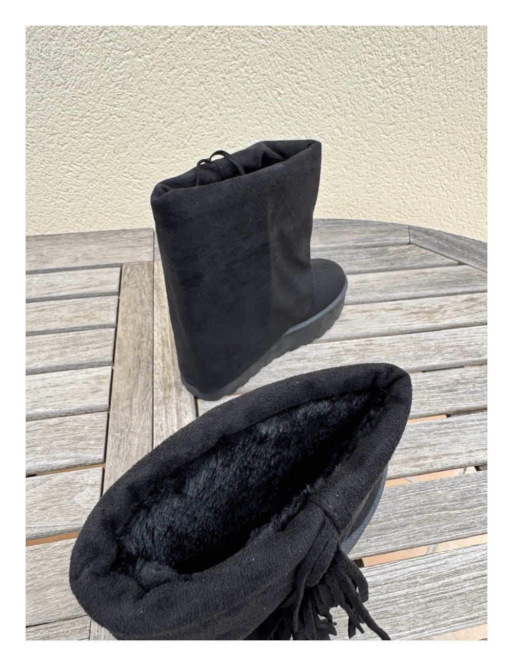 Botas con flecos y plataforma Crotona Noir