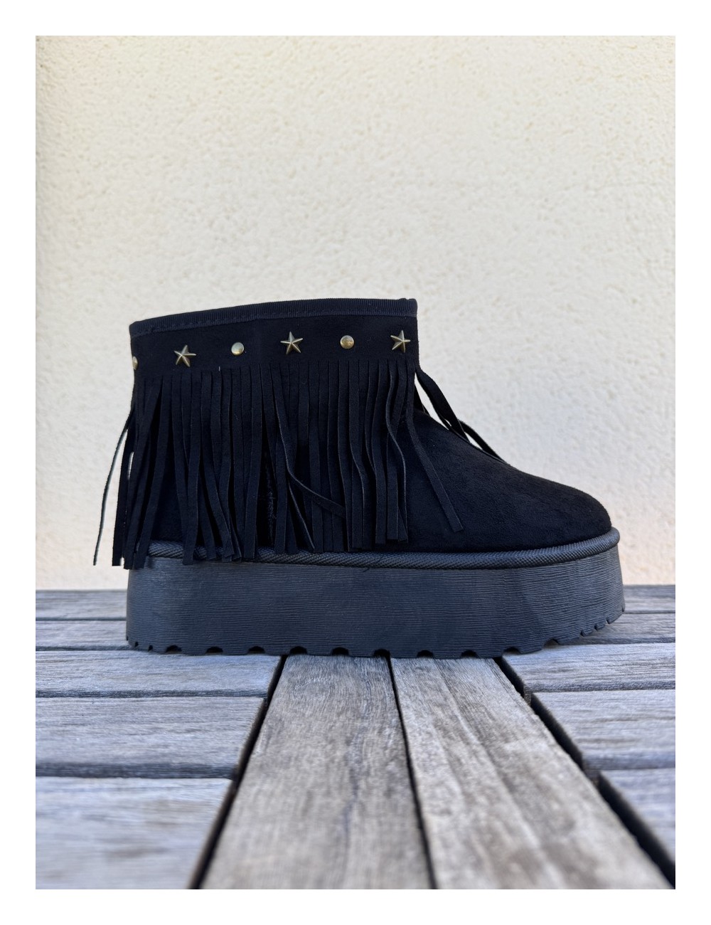 Botas de nieve con flecos Trapani Noir