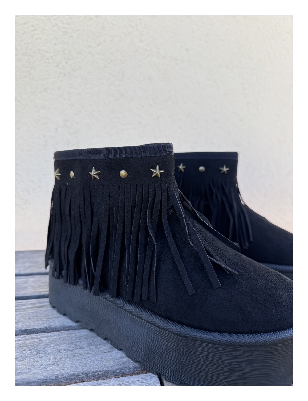 Botas de nieve con flecos Trapani Noir
