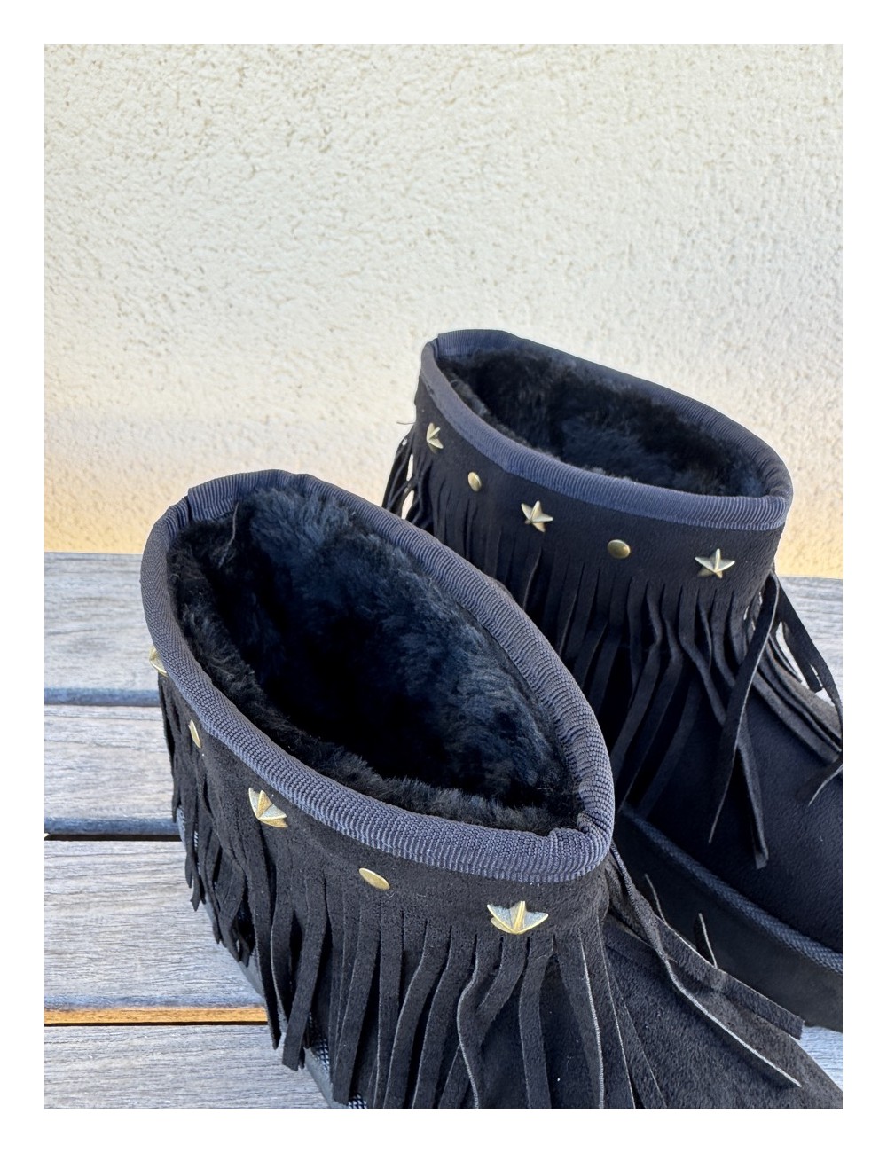 Botas de nieve con flecos Trapani Noir