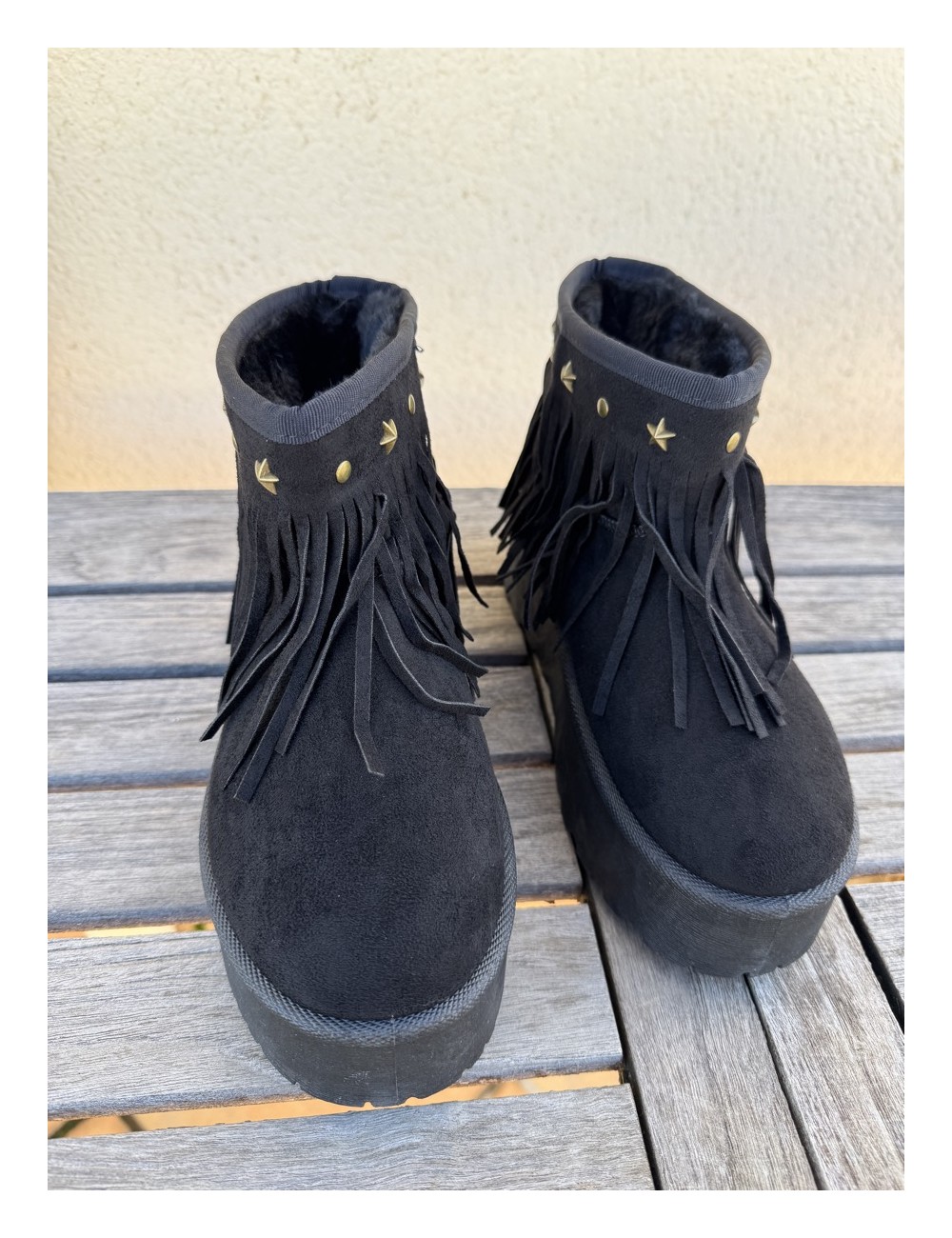 Botas de nieve con flecos Trapani Noir